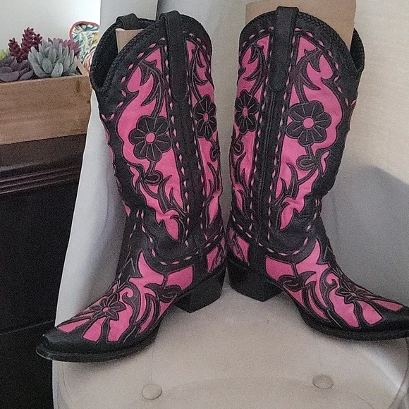 Lane boots, pink and black size 8.5. - Picture 1 of 9
